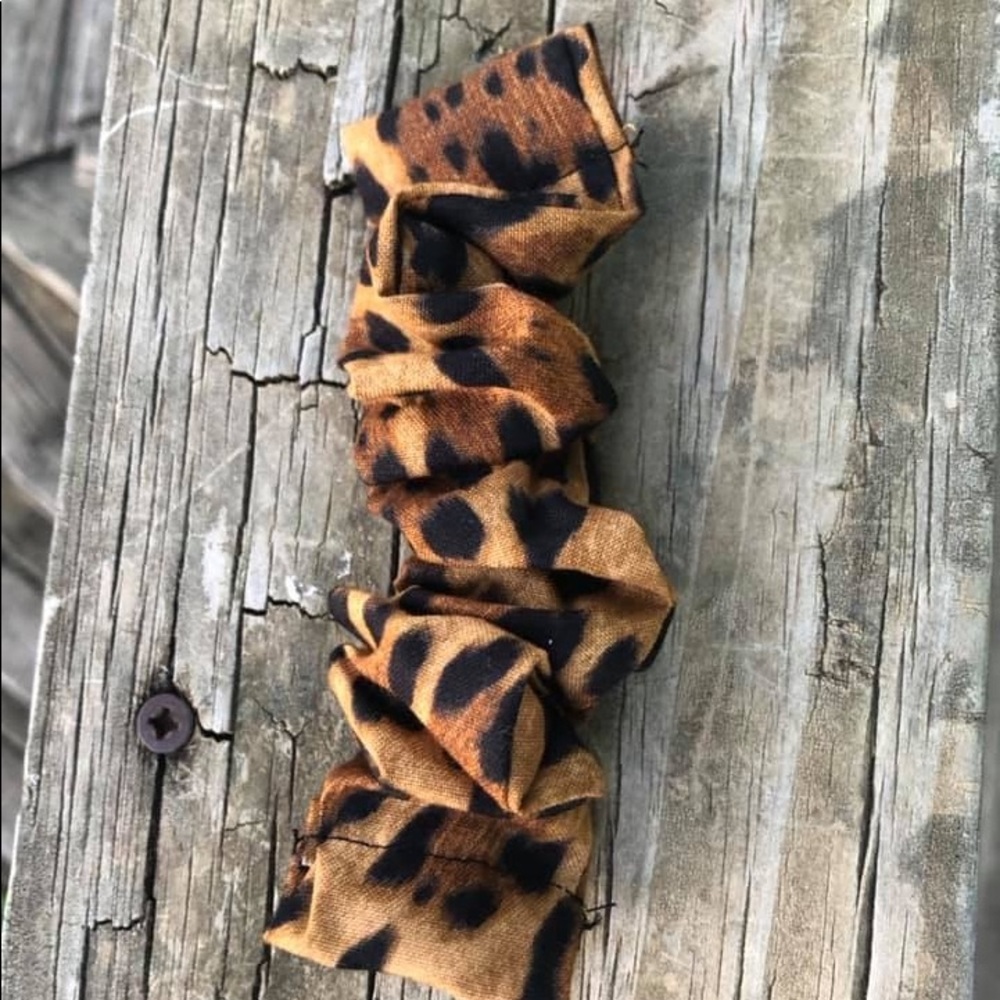 Leopard apple scrunchie bands